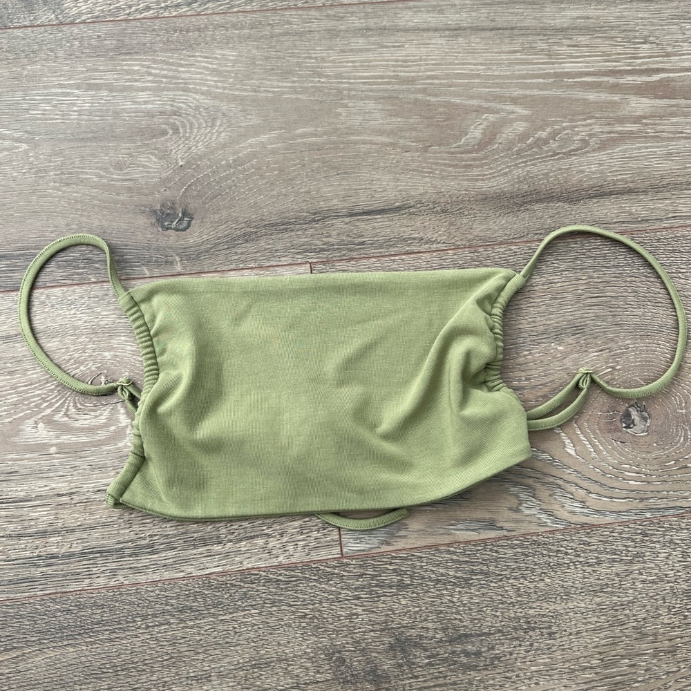 We wore what ruched jersey knit top, SAGE color